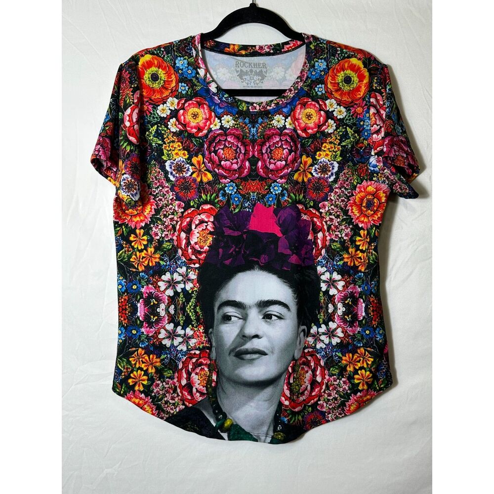 Rockher Freda Kahlo Full Print Two Sided Graphic Stretchy Tee, Size XL